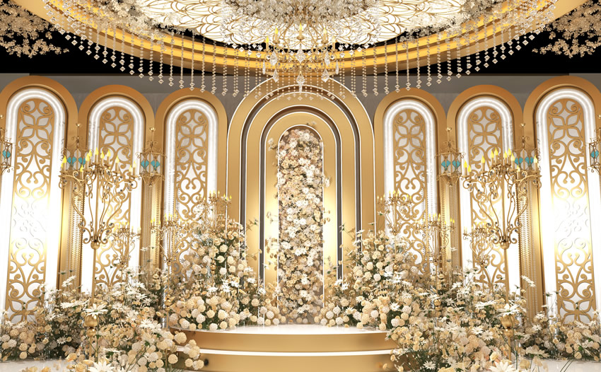 南浔香槟色调婚礼堂效果展示